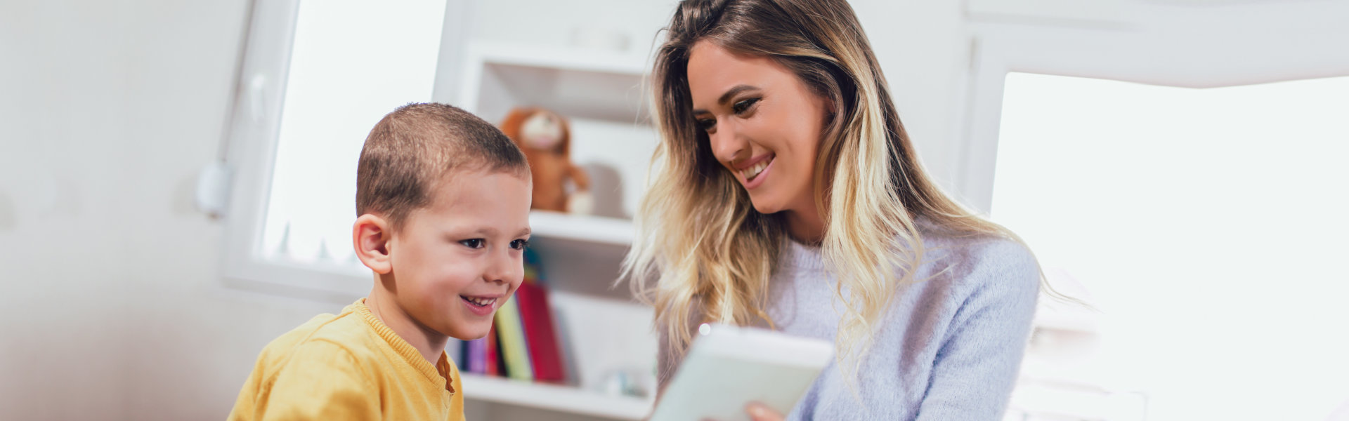 mother and child smiling